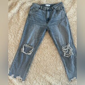 Vintage Wash Cropped Straight Denim